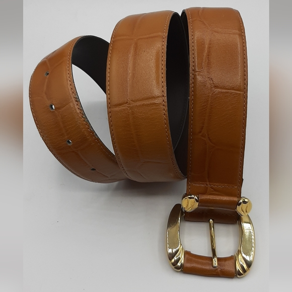 Vintage Bay Club Genuine Leather Brown Unisex Belt 40 Large Made in Italy - Picture 4 of 6
